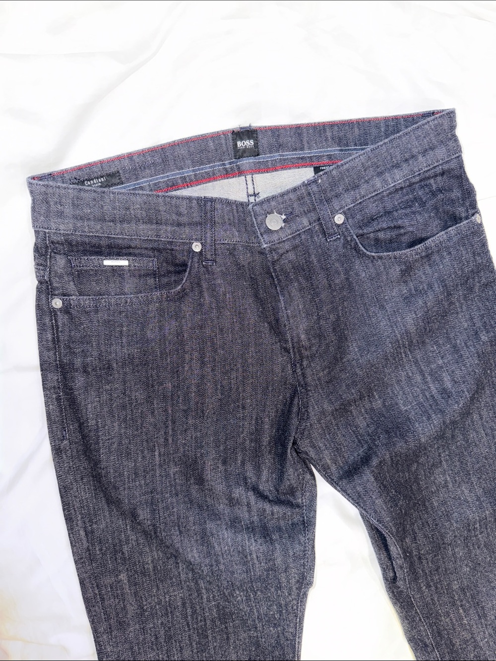 BOSS Slim Straight Men's Jeans in Dark Gray size 32/32